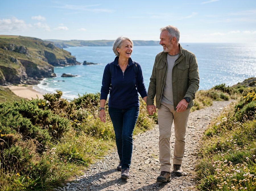 Happy couple walking