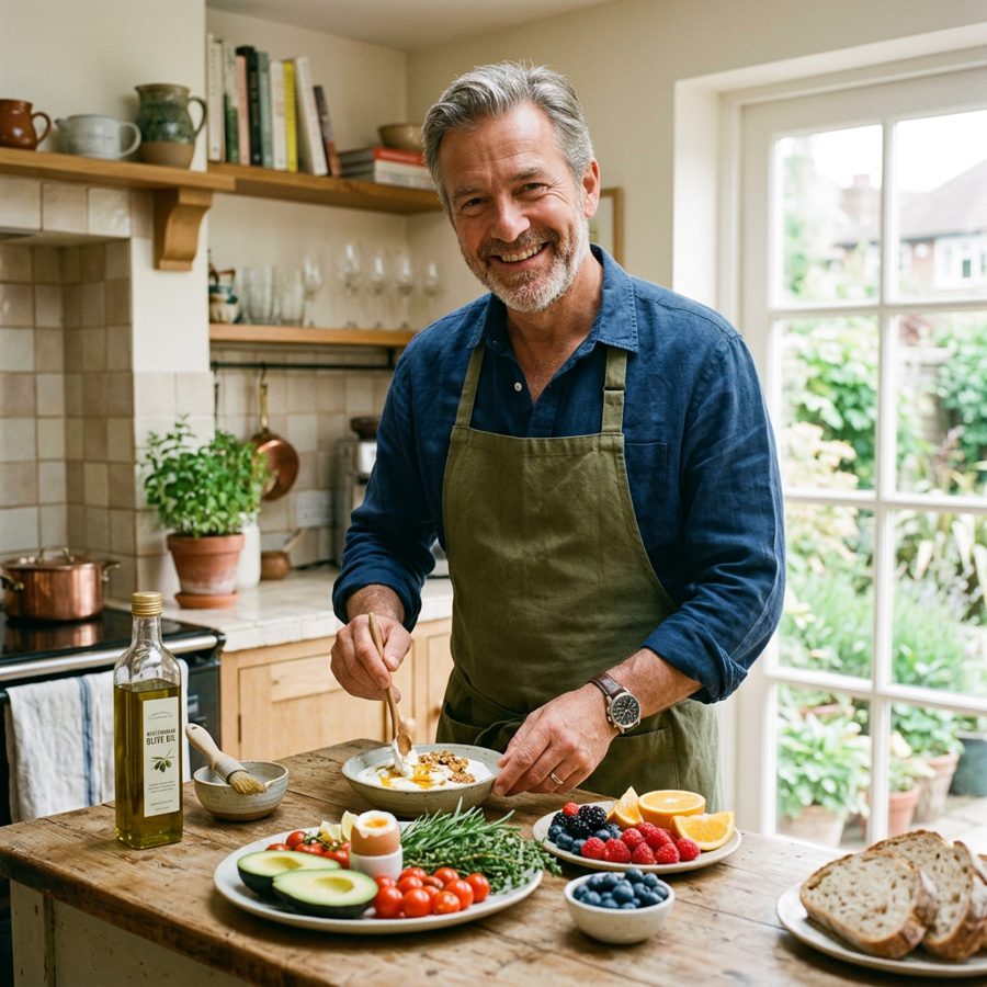 Healthy man in kitchen